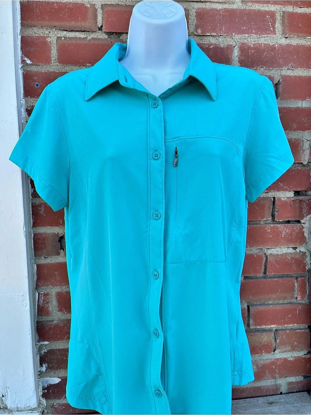 Columbia Women's Silver Ridge Short Sleeve Shirt Blue Medium
